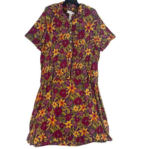 Anna Maxwell Dress Set Womens 24W Colorful Floral Button Shirt 90s Flowy Tropica - Picture 15 of 15